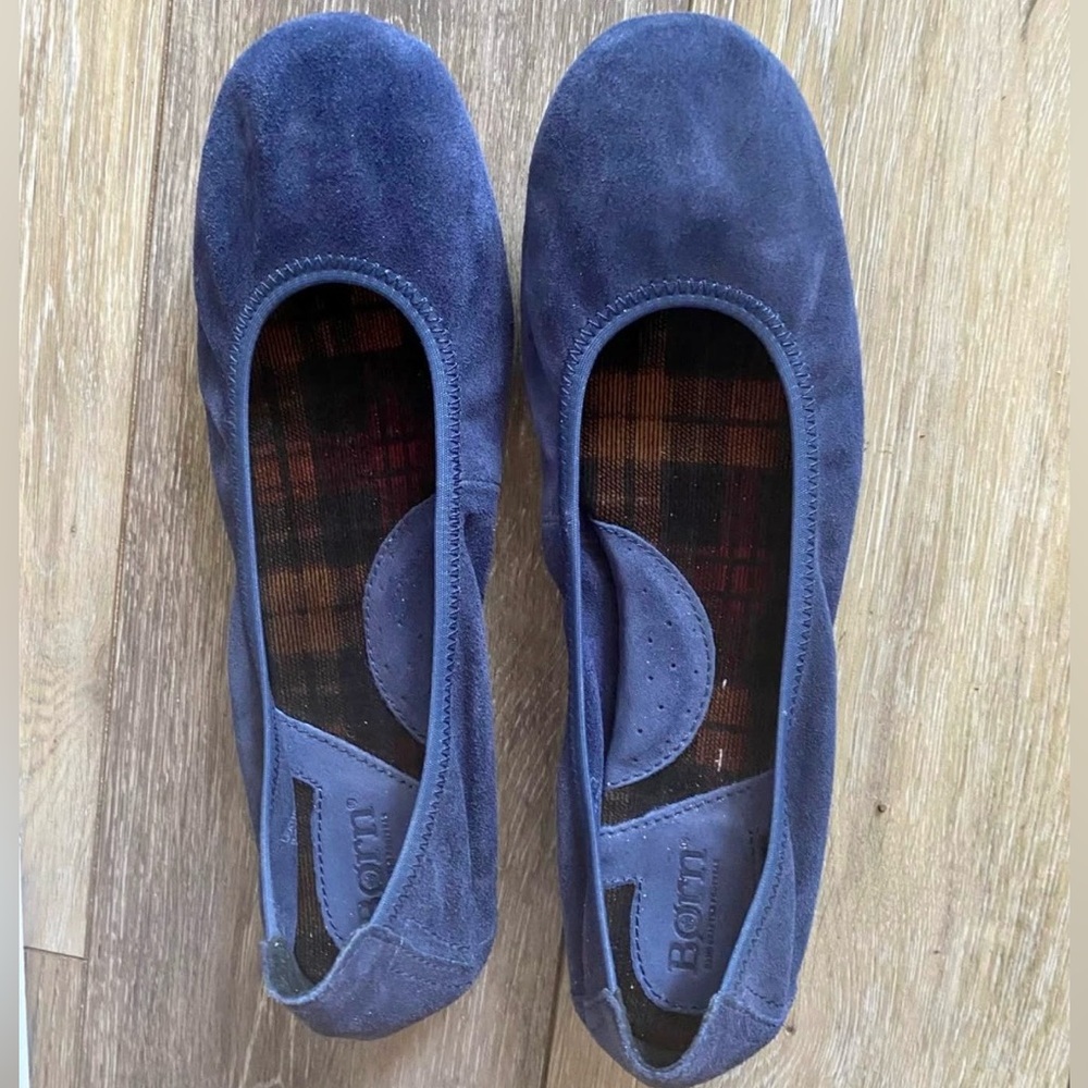 BORN Navy Suede Leather Women's 10 Ballet Flats